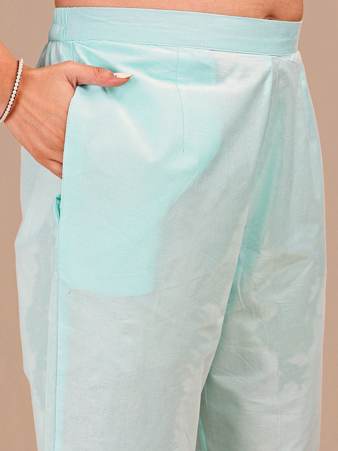 Blue Colored Shades Cotton Printed Hakoba Co-ord Set