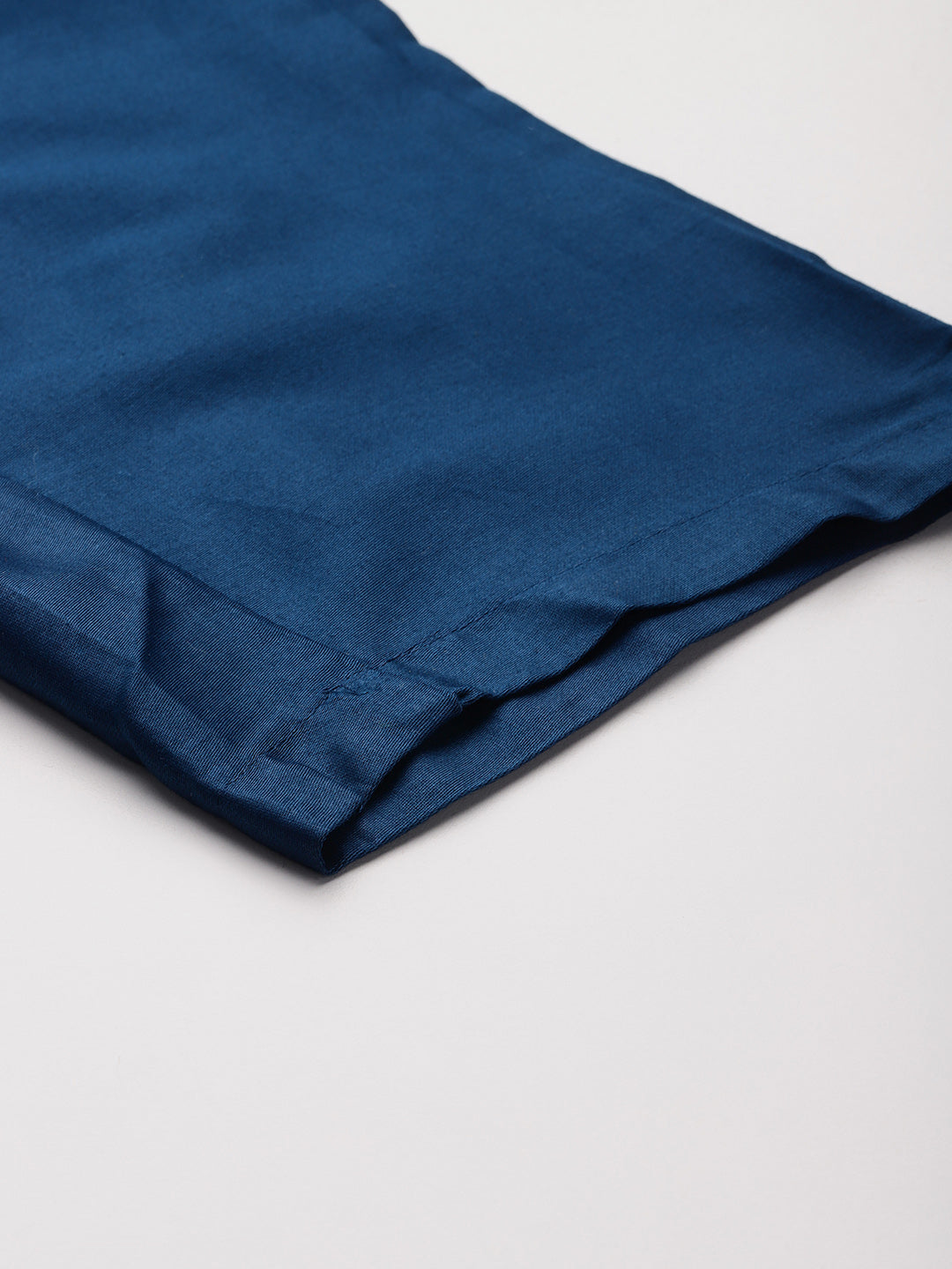 Dark Blue Color Cotton Blend Floral Embroidered Tunic With Trouser Co-ord Set