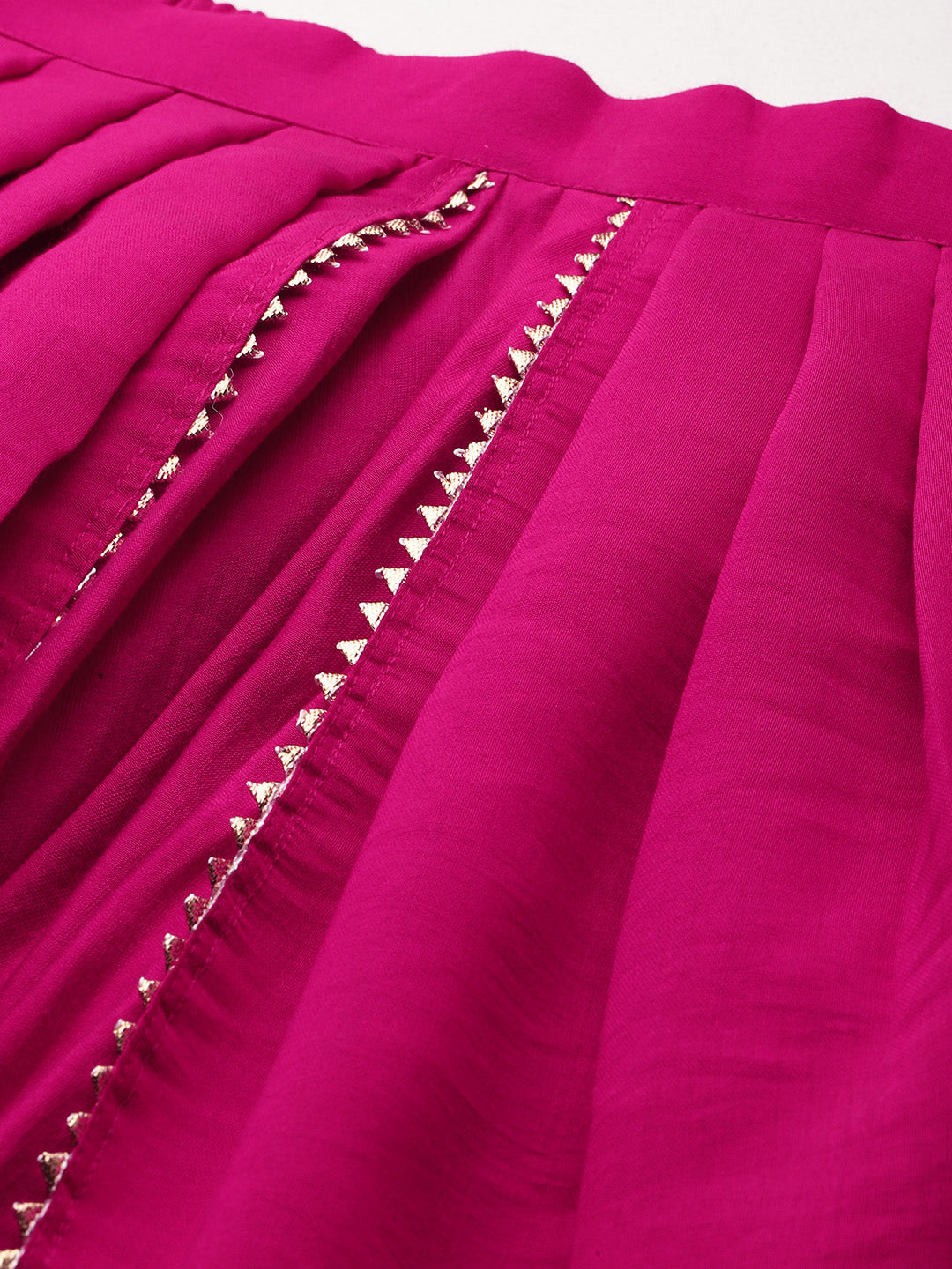 Off White & Magenta Silk Blend Contrast Embroidered Tunic With Dhoti Co-ord Set