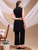 Black Queen of Hearts Embroidered kurta with Pockets Co-ords Set
