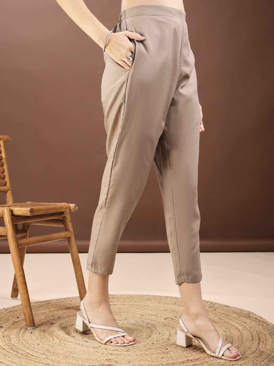 Light Brown Embroidered Alia Cut Co-ords Set