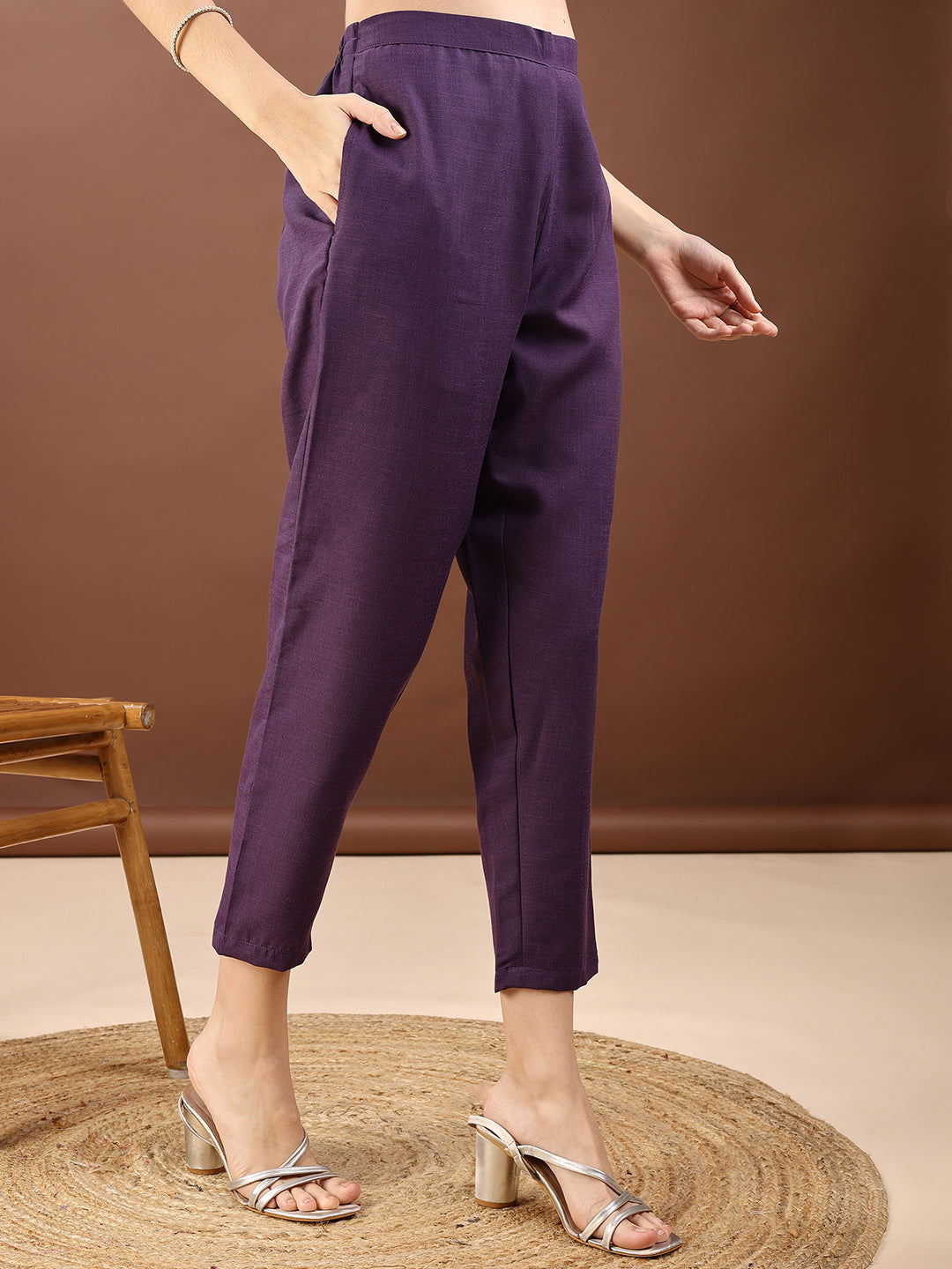 Purple Embroidered Alia Cut Co-ords Set