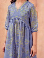 Lavnder color cotton blend printed with alia cut  tunic & trouser co-ord set