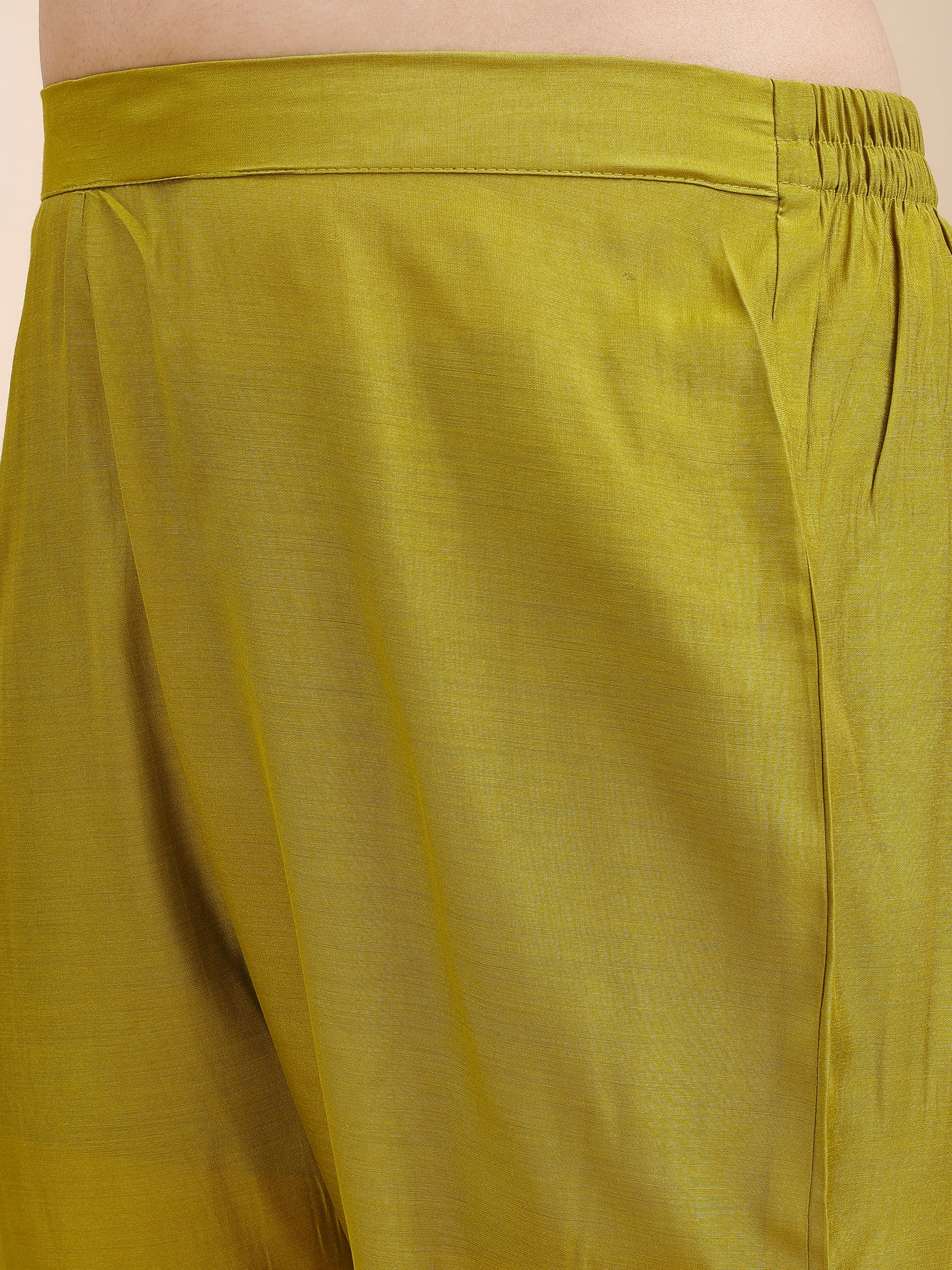 Tikhi Imli Green color silk blend with multi thread embroidered tunic and trouser Co-ord Set