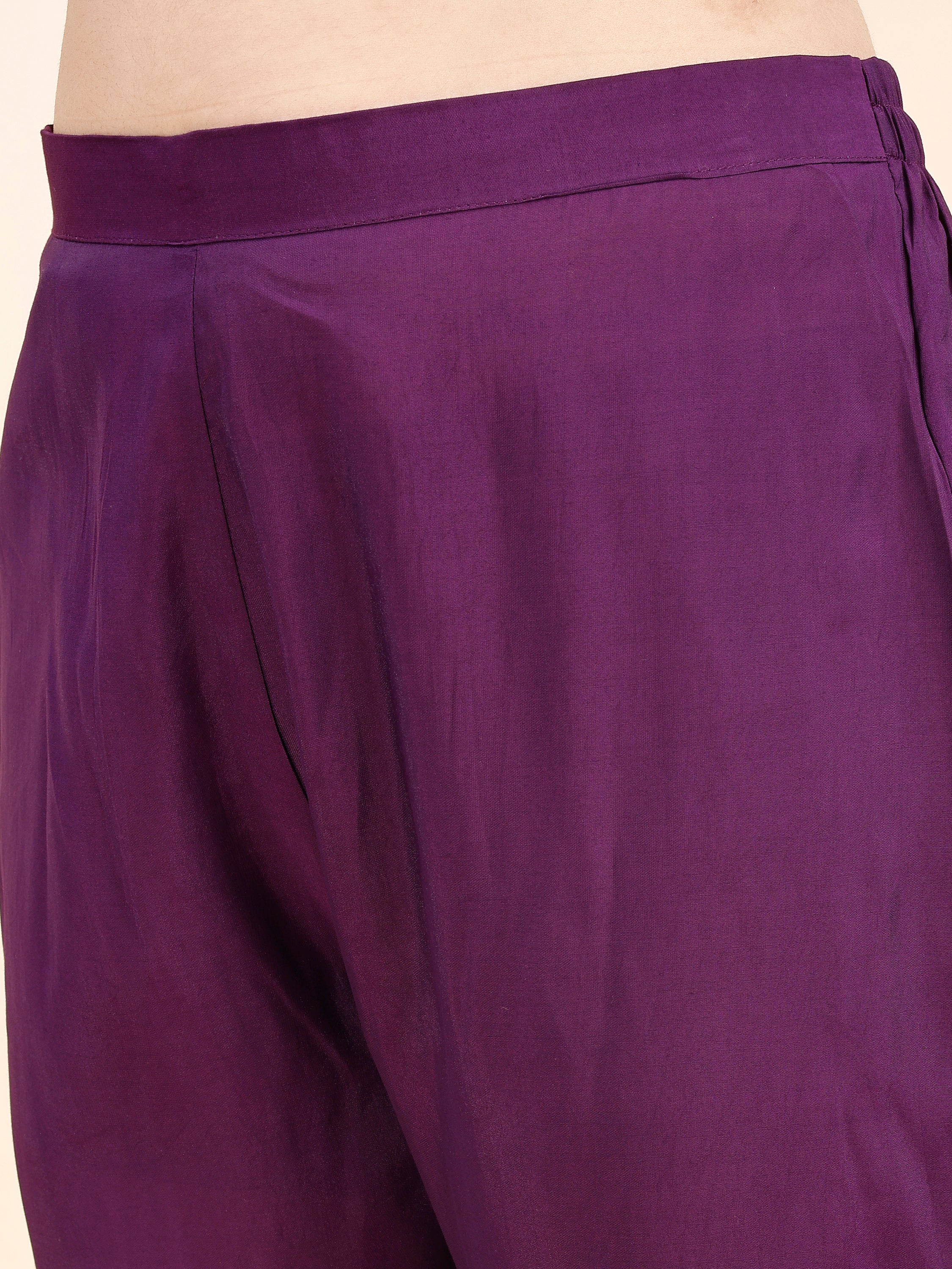 Tikhi Imli Purple color silk blend with multi thread embroidered tunic and trouser Co-ord Set