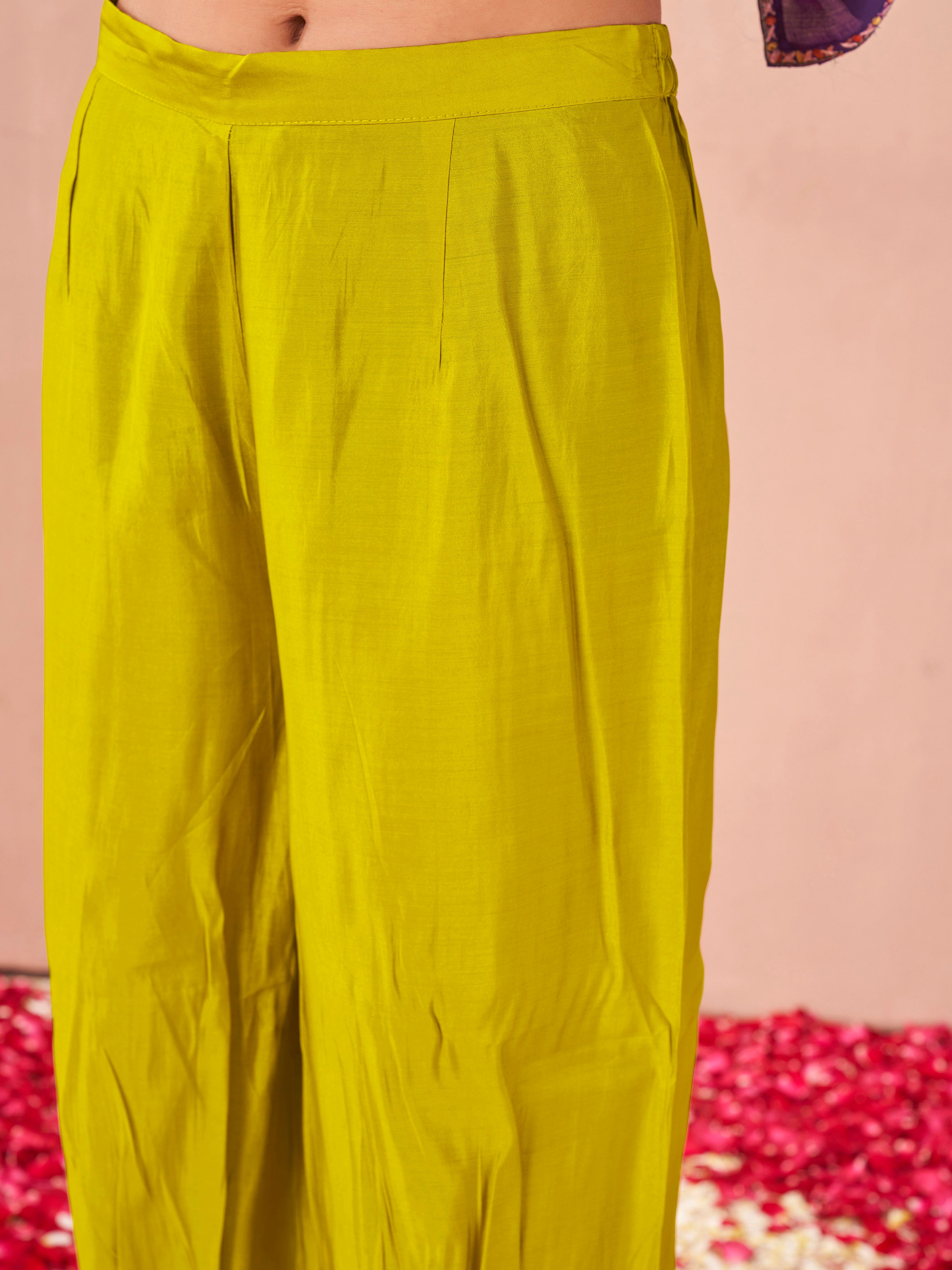 Purple color silk blend with multi color thread embroidered tunic & afghani salwar co-ord set
