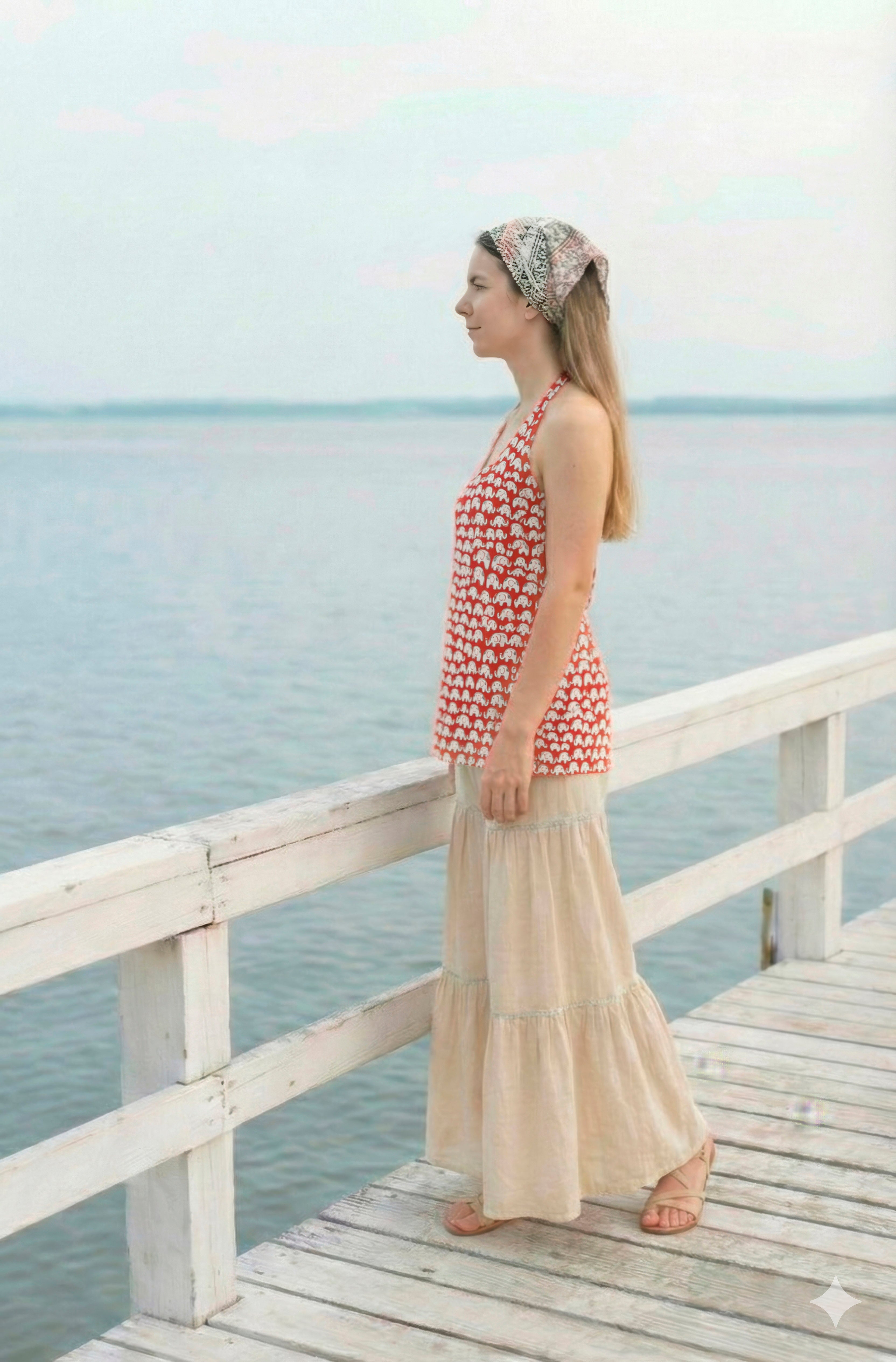 Sleeveless Halter Neck Red Kurti with Sharara and Stylised Back Dori Design