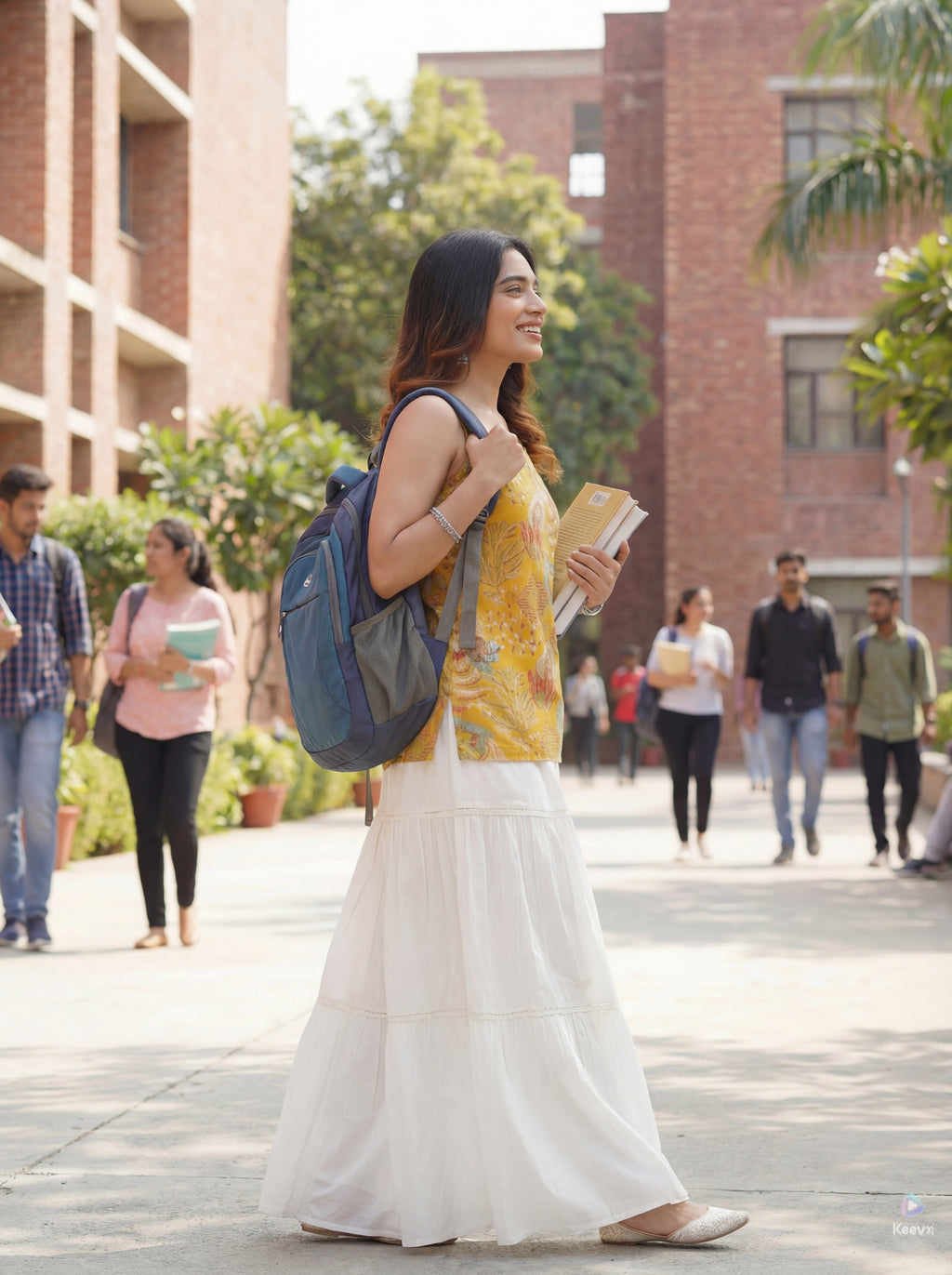 Sleeveless Yellow Cotton Kurti with Layered Gotta Patti Skirt and stylised Back Dori Design