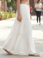 Sleeveless Yellow Cotton Kurti with Layered Gotta Patti Skirt and stylised Back Dori Design