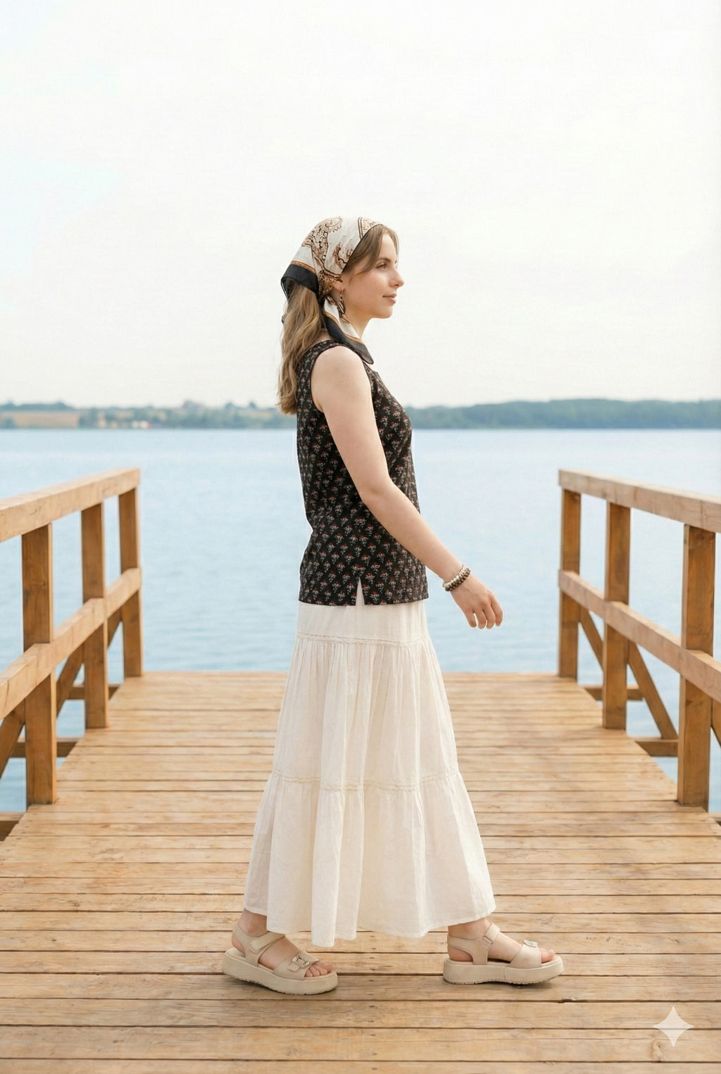 Sleeveless Black Cotton Kurti with Layered Gotta Patti Skirt and stylised Back Dori Design