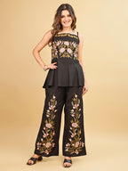 Tikhi Imli Black color rayon with multi thread embroidered top and trouser Co-ord Set