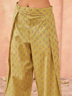 Gray color pure cotton with jal printed tunic & printed farsi salwar co-ord set