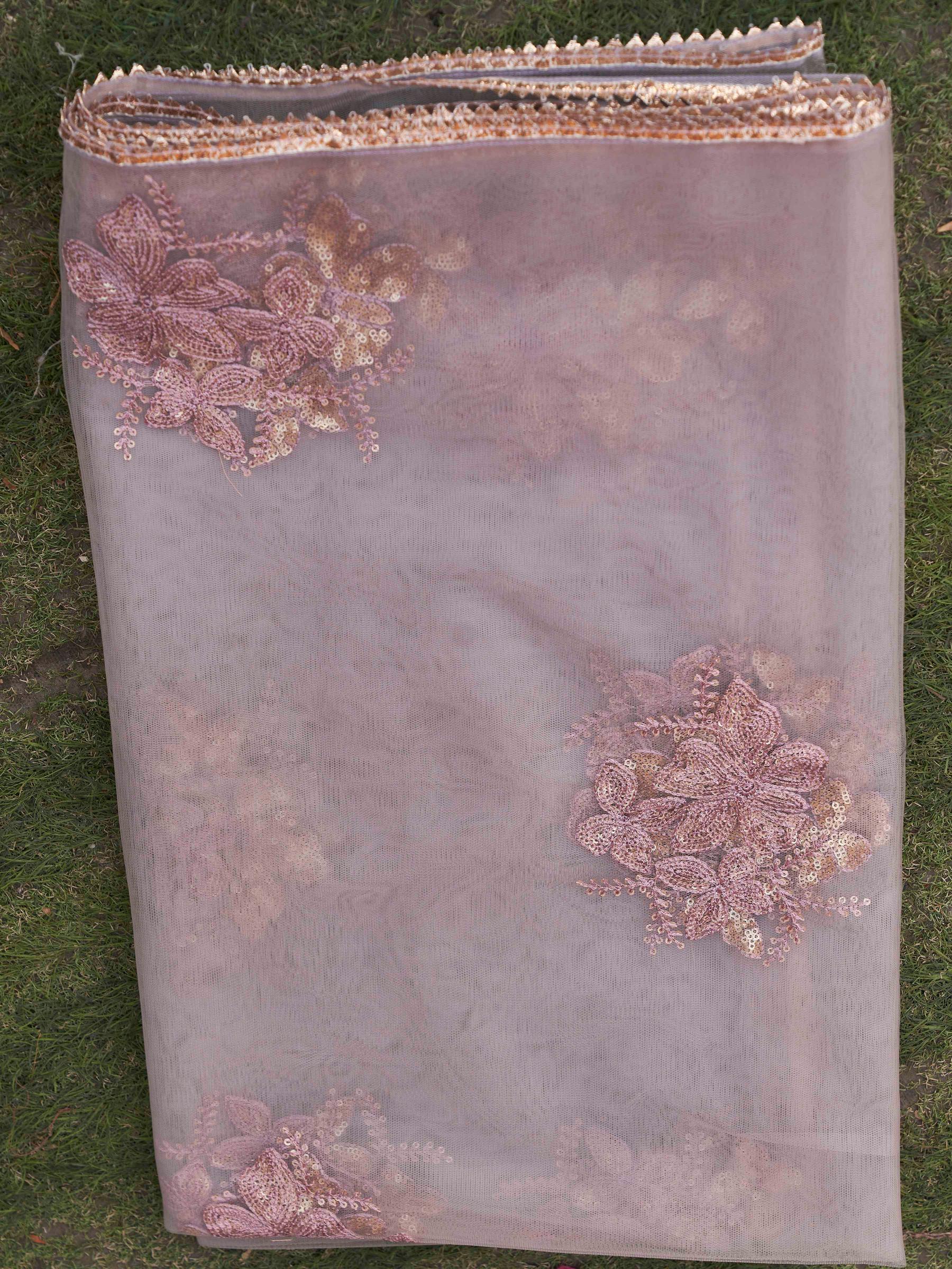 Mauve Anarkal Flared Kurta Set With Sequinns Dupatta