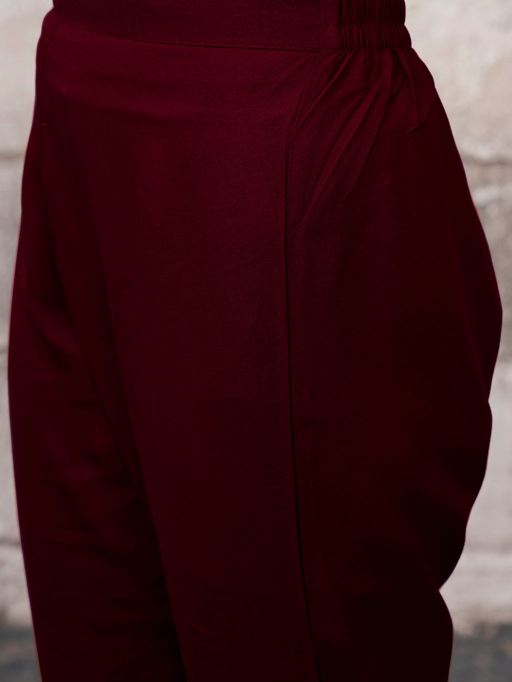 Maroon Viscose Rayon With Strap Flared Kurta Set
