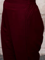 Maroon Viscose Rayon With Strap Flared Kurta Set