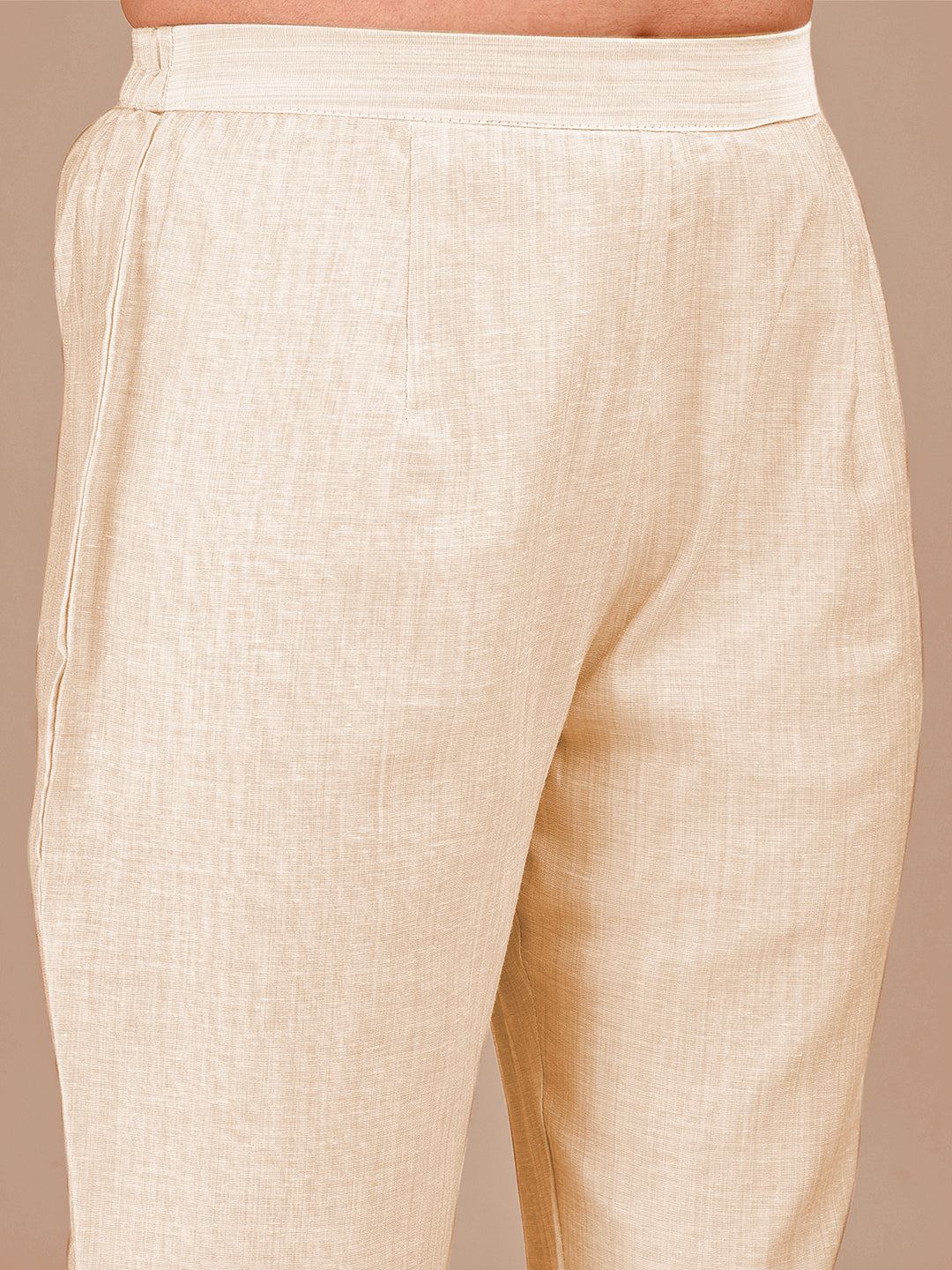 Off White Stylized Weaving Pattern Kurta Set