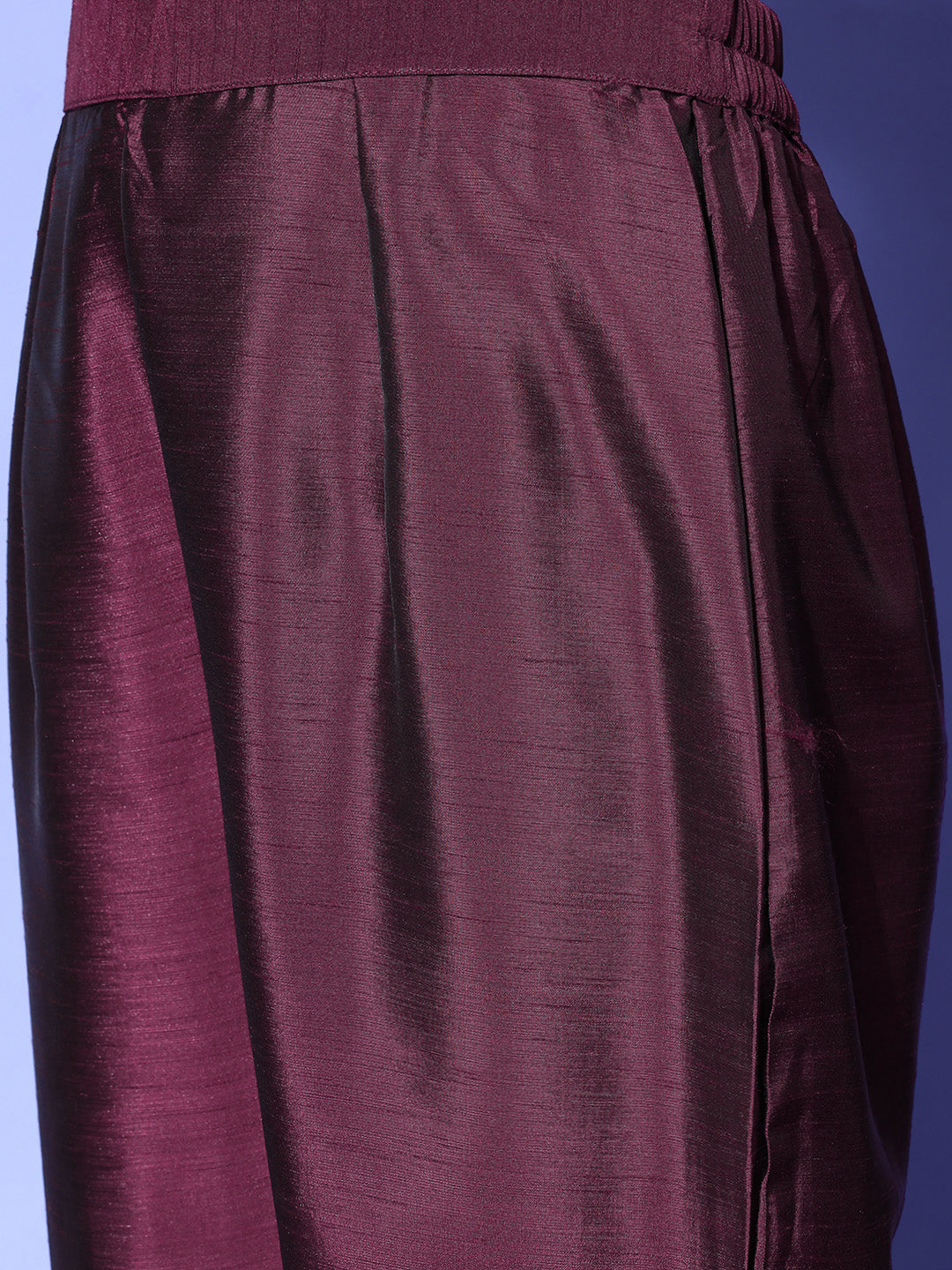 Women Burgundy Kurta with Trousers & With Dupatta