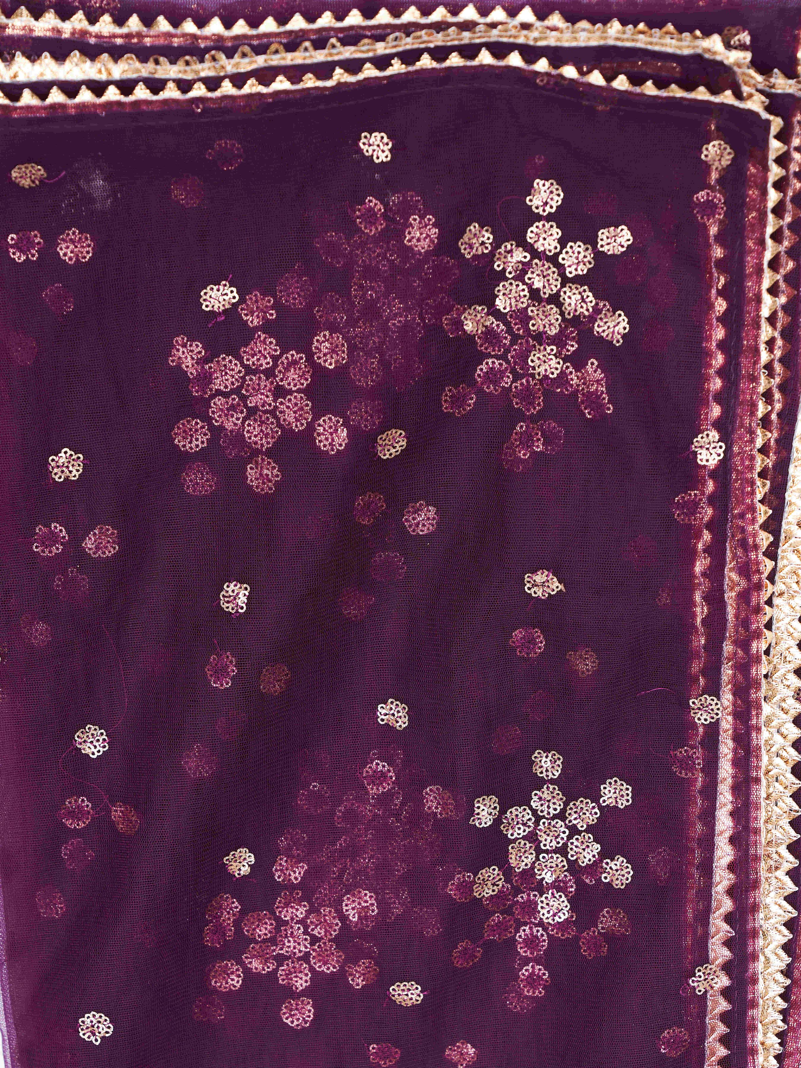 Burgundy Poly Crepe Solid Flared Kurta Set