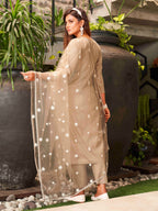 Floral Embroidered Chikankari Pure Cotton Kurta with Trousers & Dupatta