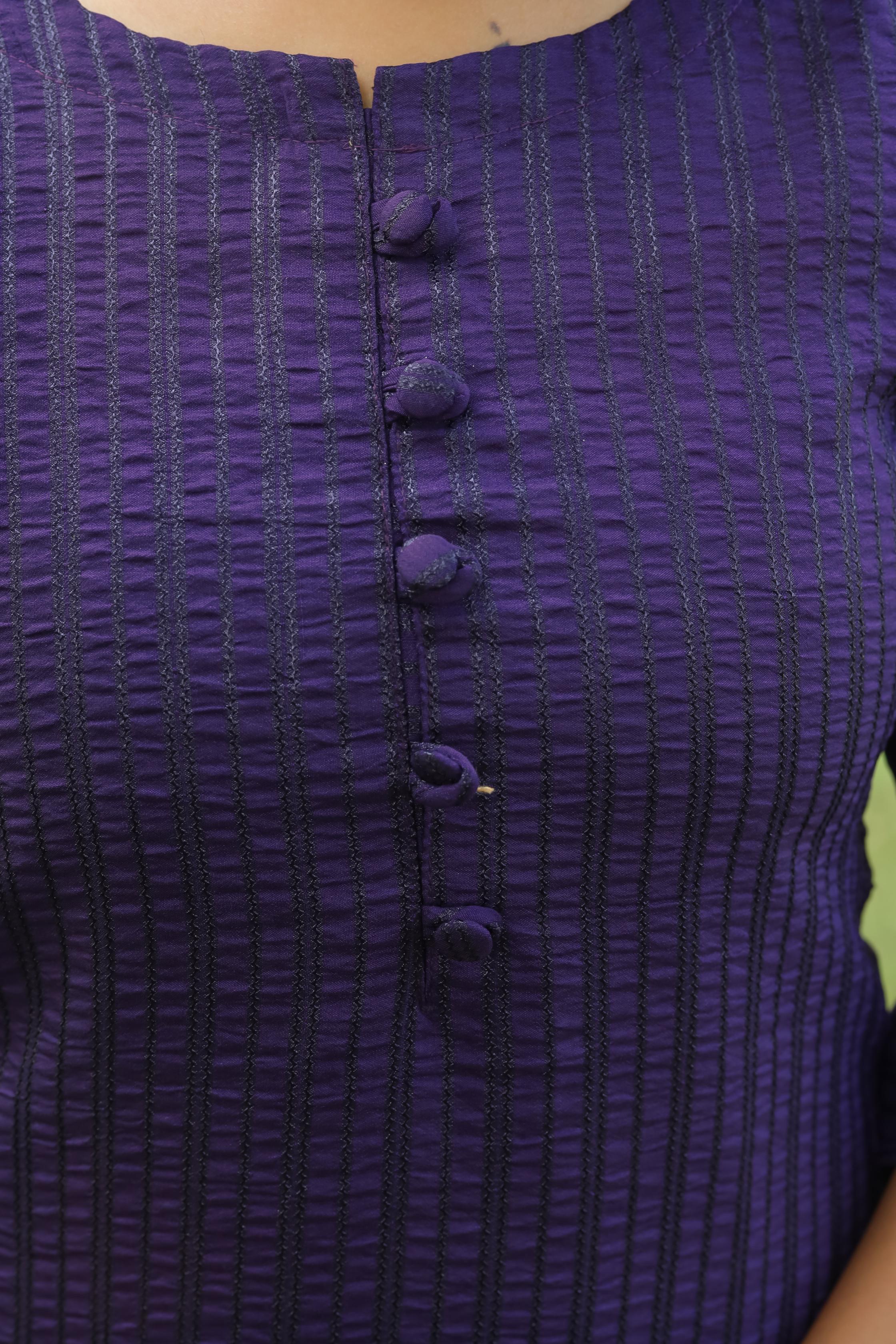 Purple Black Zari Work Kurta Set