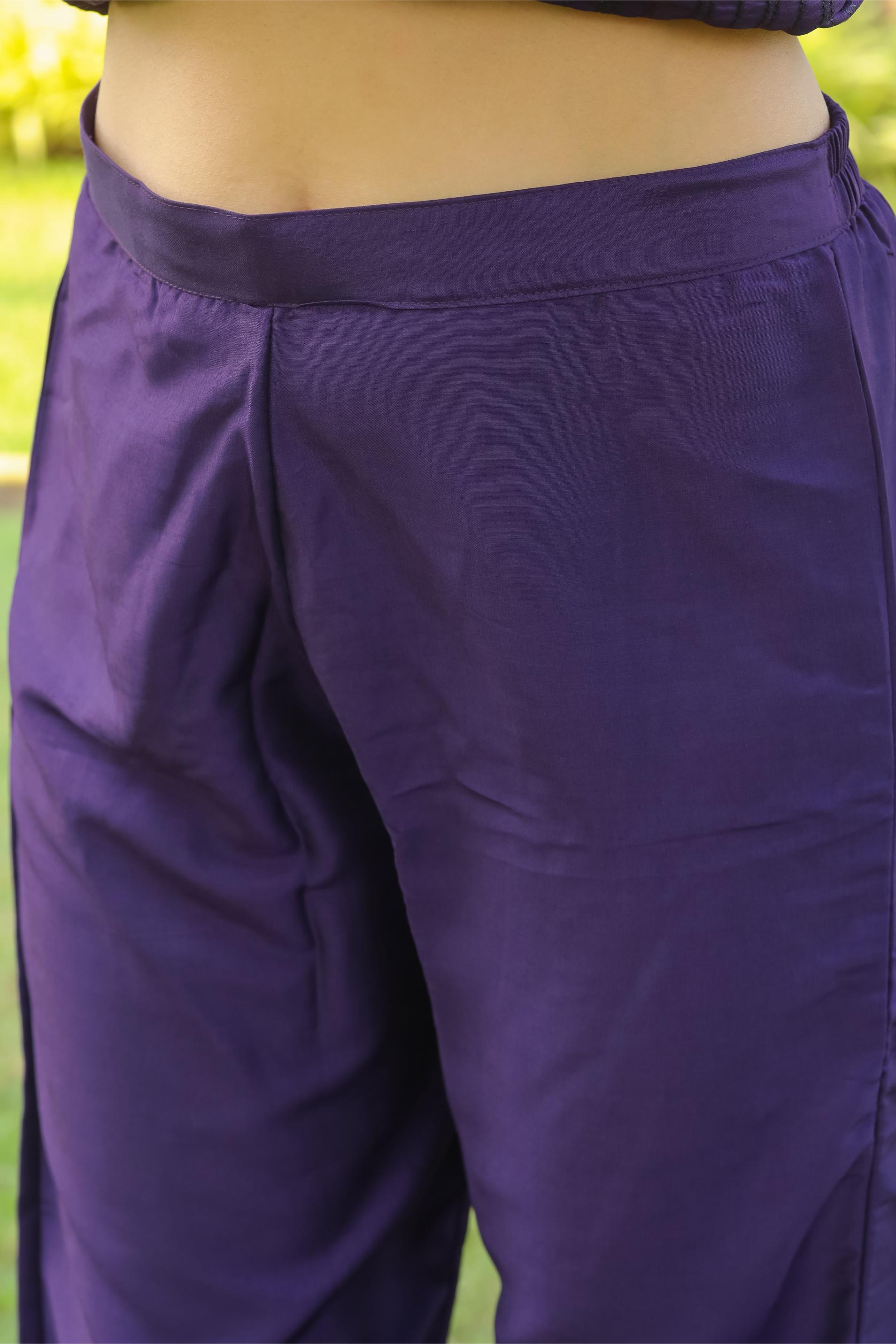 Purple Black Zari Work Kurta Set