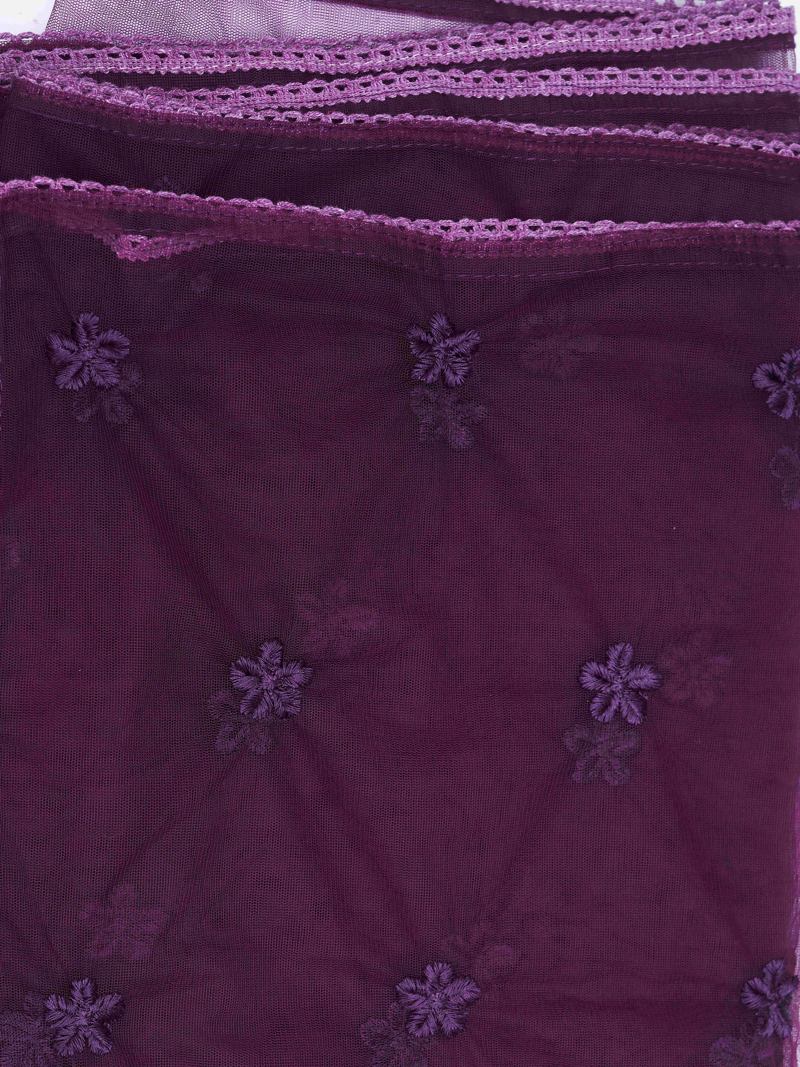 Wine Silk Blend Tonal Thread Embroidered Straight Cut Kurta Set