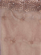 Brown Color Silk Blend mirror work embroidered kurta set