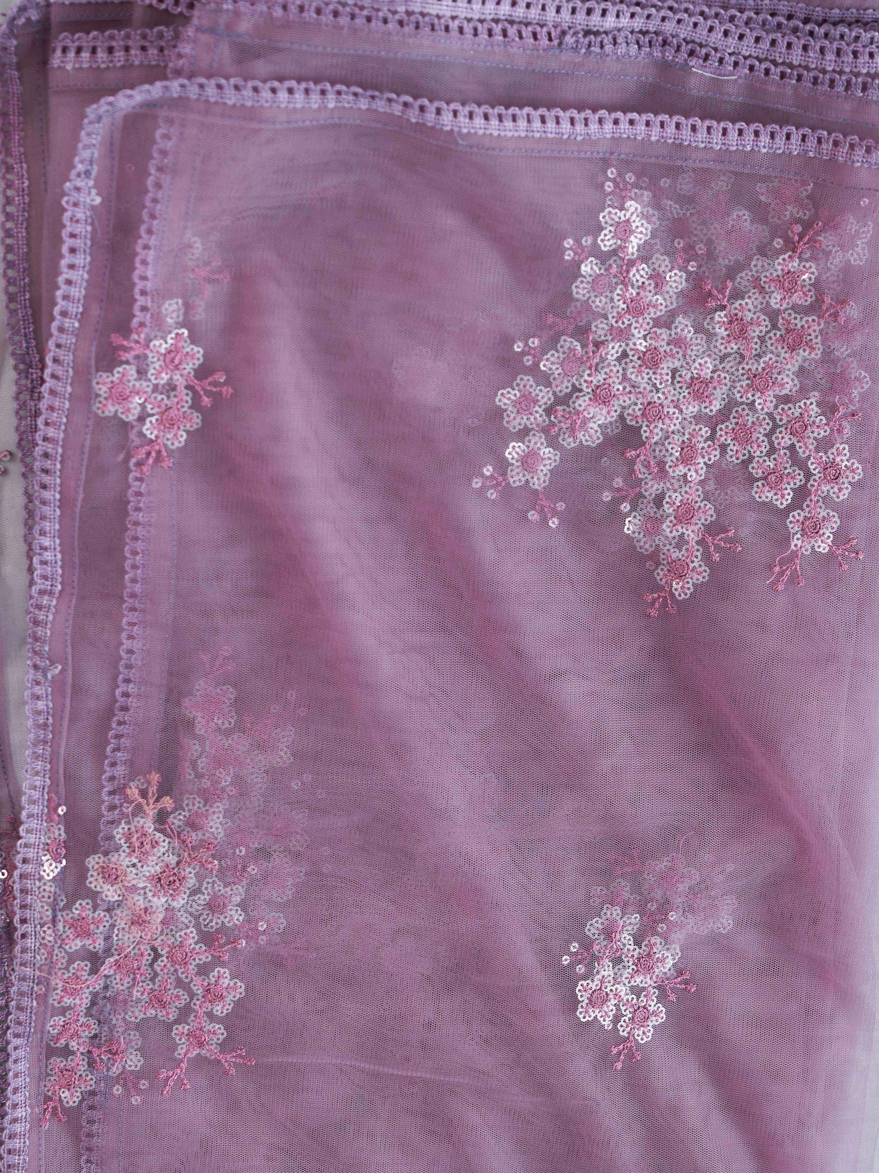 Purple Color Silk Blend Solid Kurta Set With Embroidered Dupatta