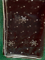COCO COLOR CHINON SOLID FLARED KURTA SET WITH SEQUENCED DUPATTA