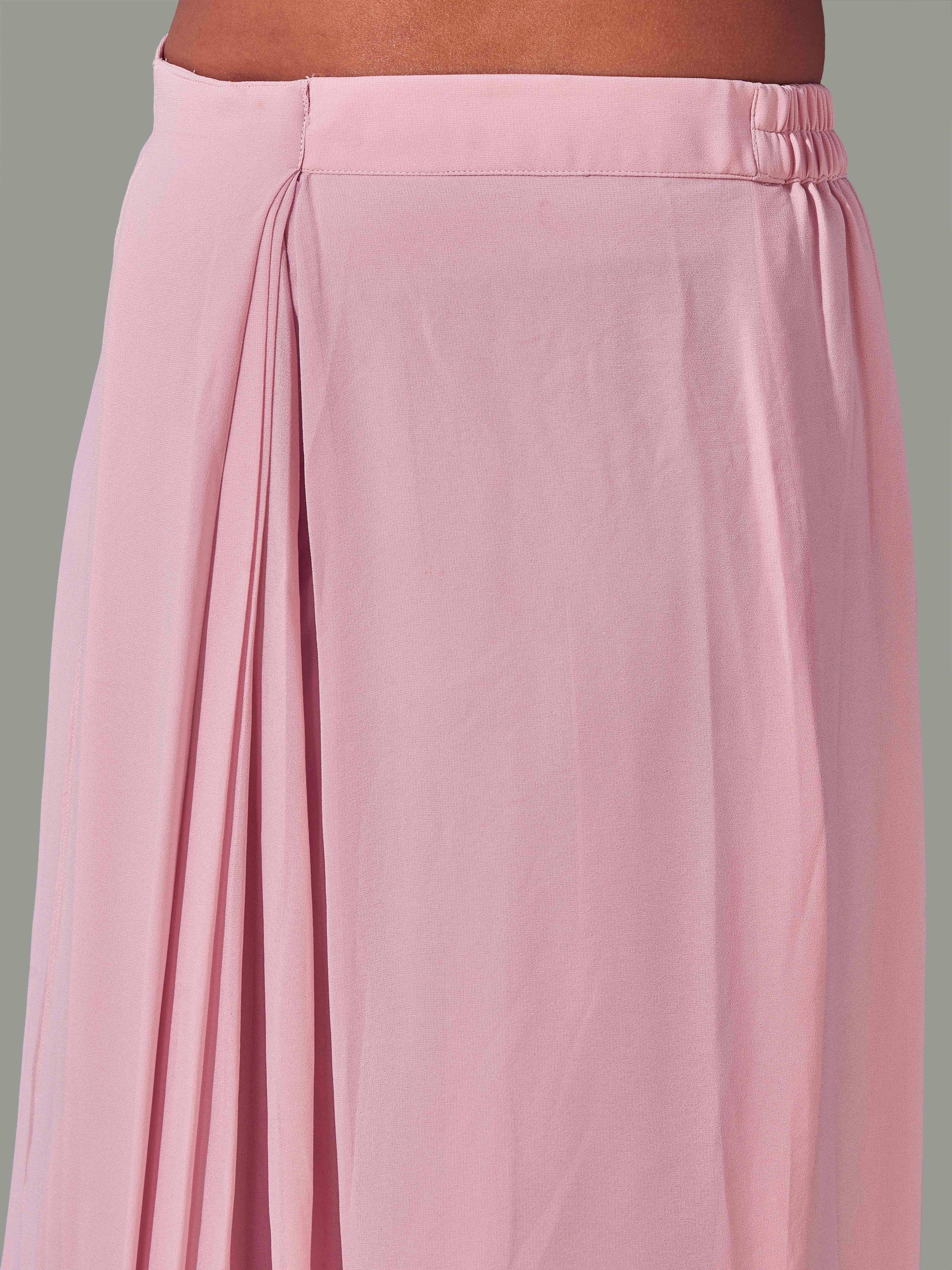 Pink Georgette 3PC Shrug Set With Gota & Sequinns Embroidery