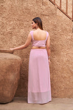 Pink Georgette 3PC Shrug Set With Gota & Sequinns Embroidery