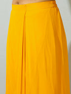 Yellow Georgette 3PC Shrug Set With Gota & Sequinns Embroidery