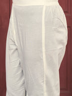 White Color Pure Cotton With Heavy Dupatta & Black Thread Embroidery Kurta Set