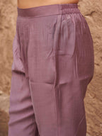 Mauve Color Silk Blend With Printed Dupatta & Light Shade Embroidery Kurta Set