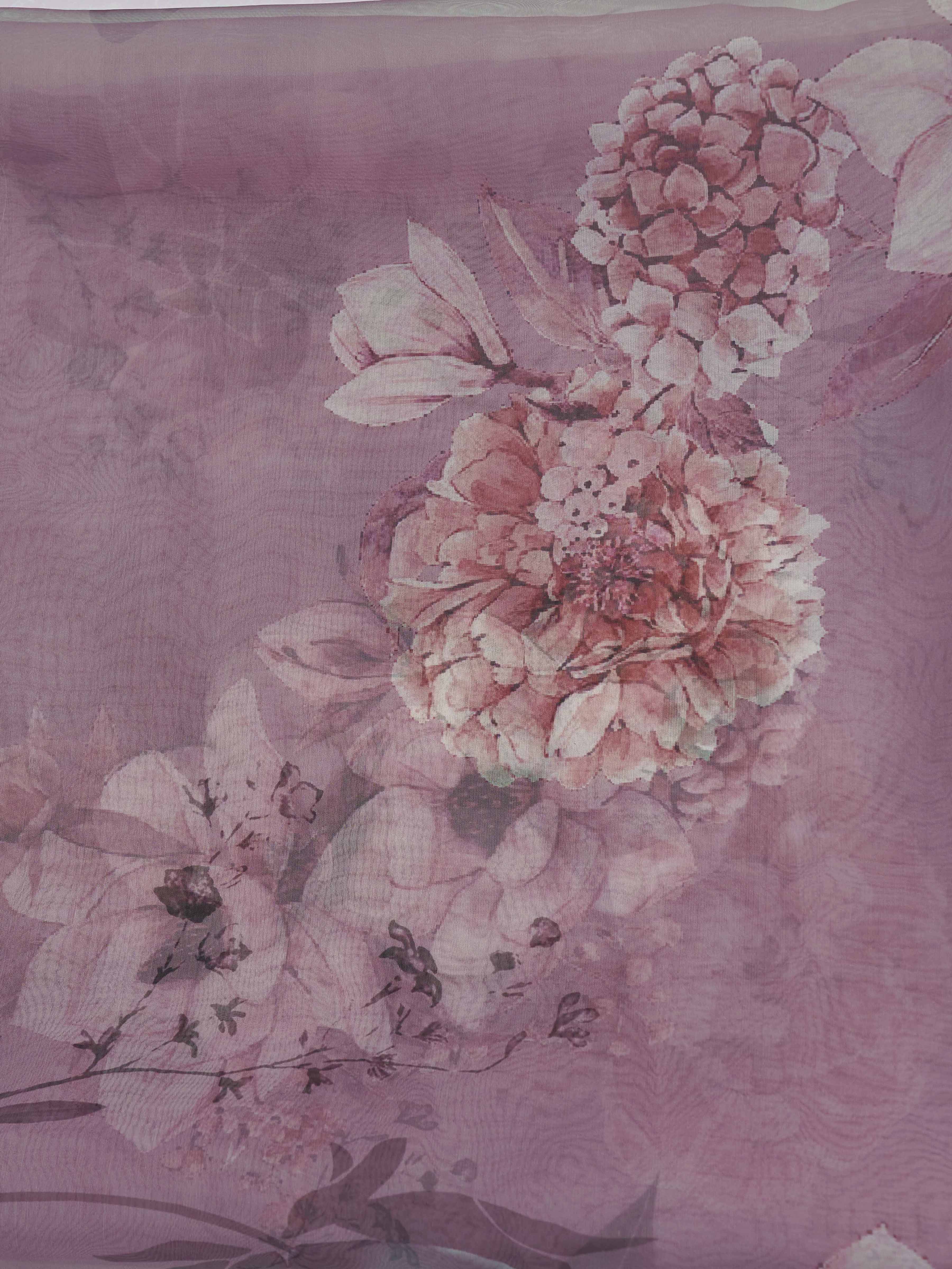 Mauve Color Silk Blend With Printed Dupatta & Light Shade Embroidery Kurta Set