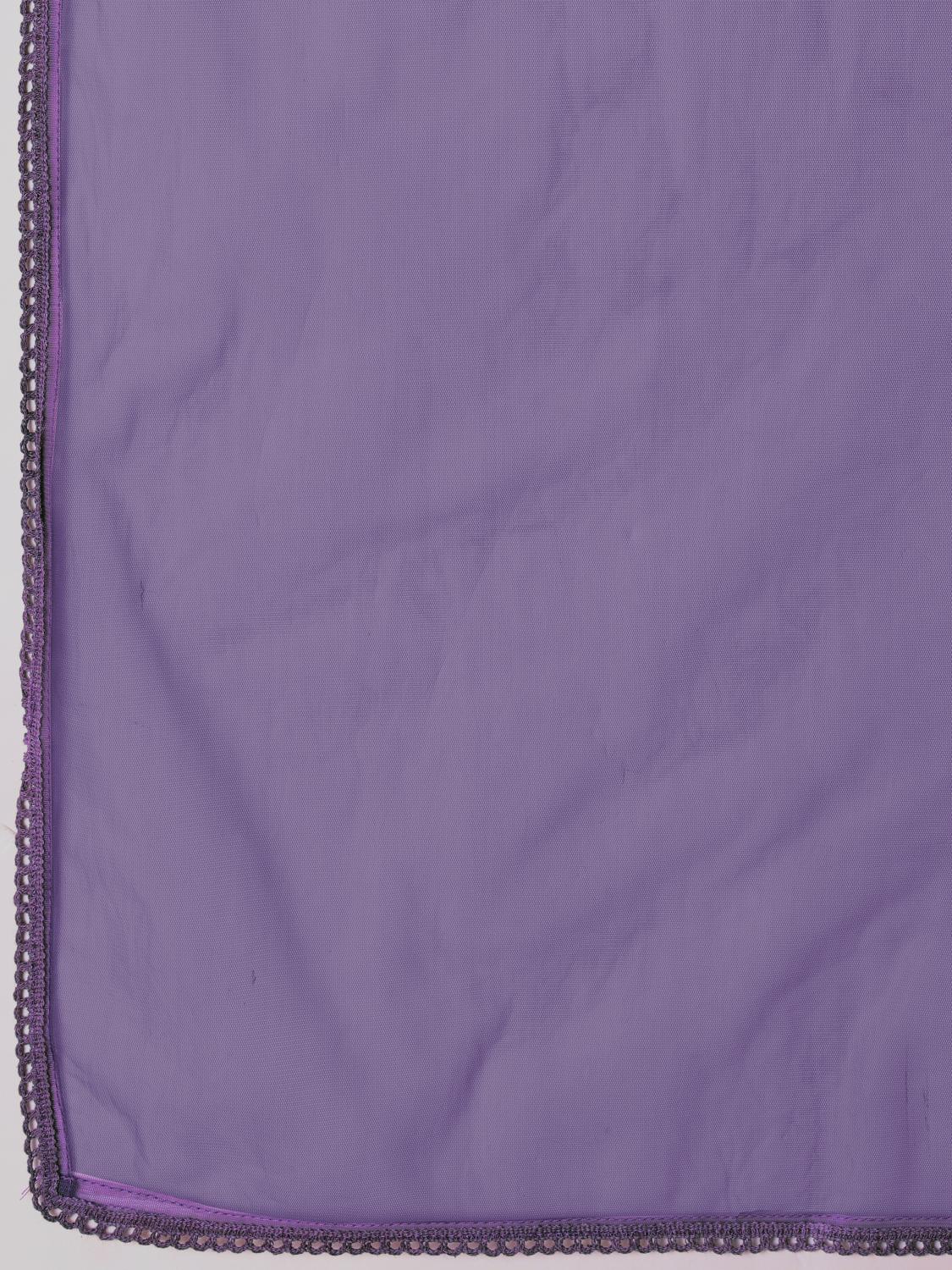 Purple Apple Cut Short Silk Blend Kurta Set With Tonal Embroidery