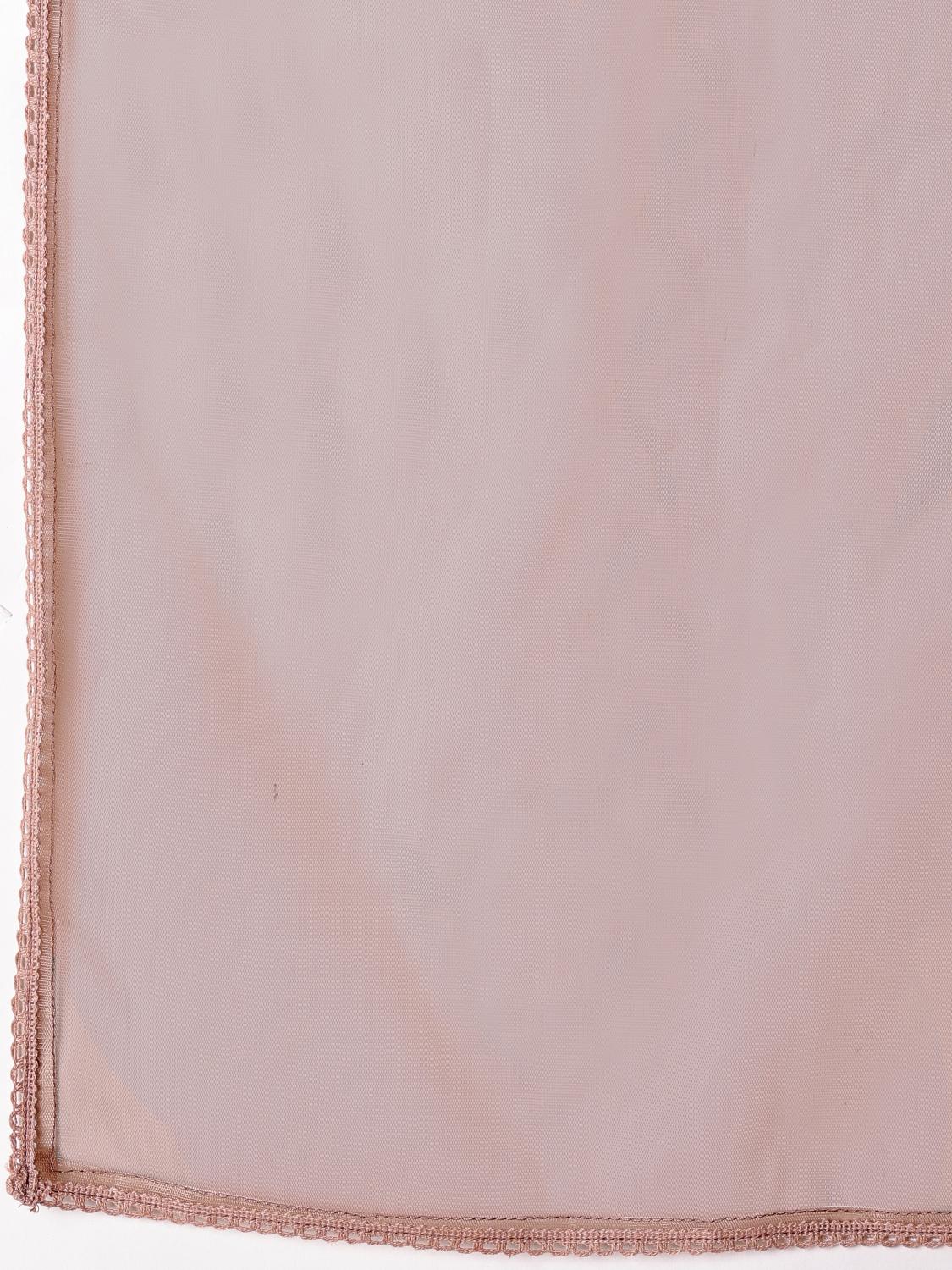 Brown Cotton Gathered Kurta Set With Dupatta & Yoke Embroidery