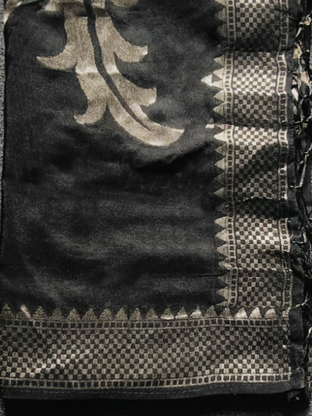 Black color silk blend & simmer with zari embroidery A line style kurta & trouser with dupatta set