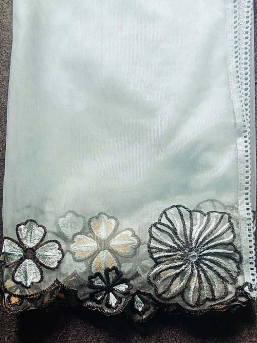 Blue color pure cotton with thread work embroidered A-line kurta & farsi pant with dupatta set
