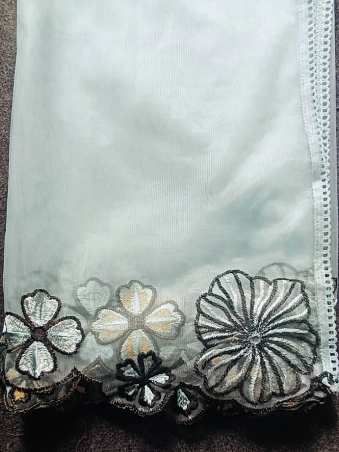 Blue color pure cotton with thread work embroidered A-line kurta & farsi pant with dupatta set