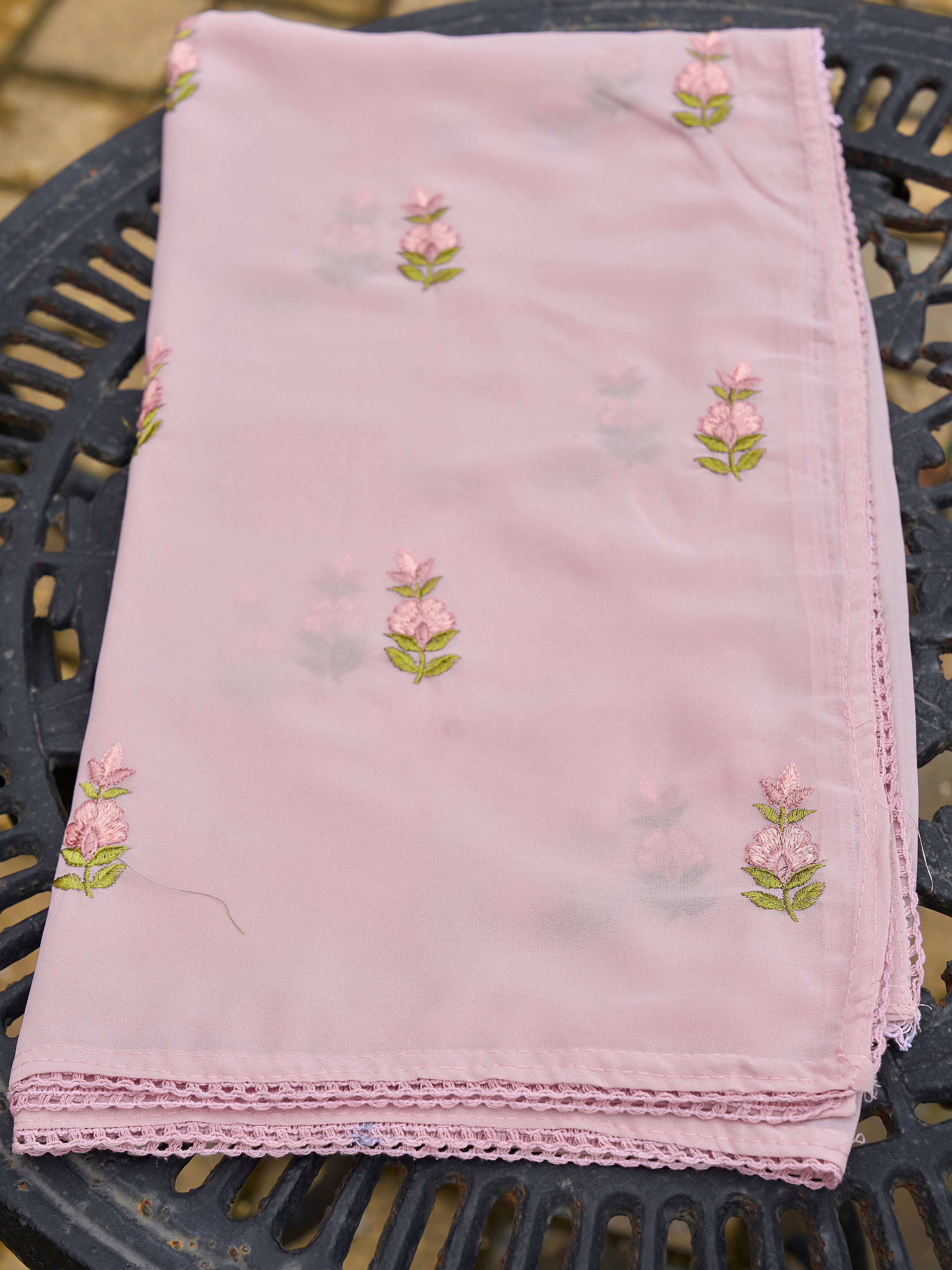 Pink color georgette with zari work kurta & sharara with dupatta set