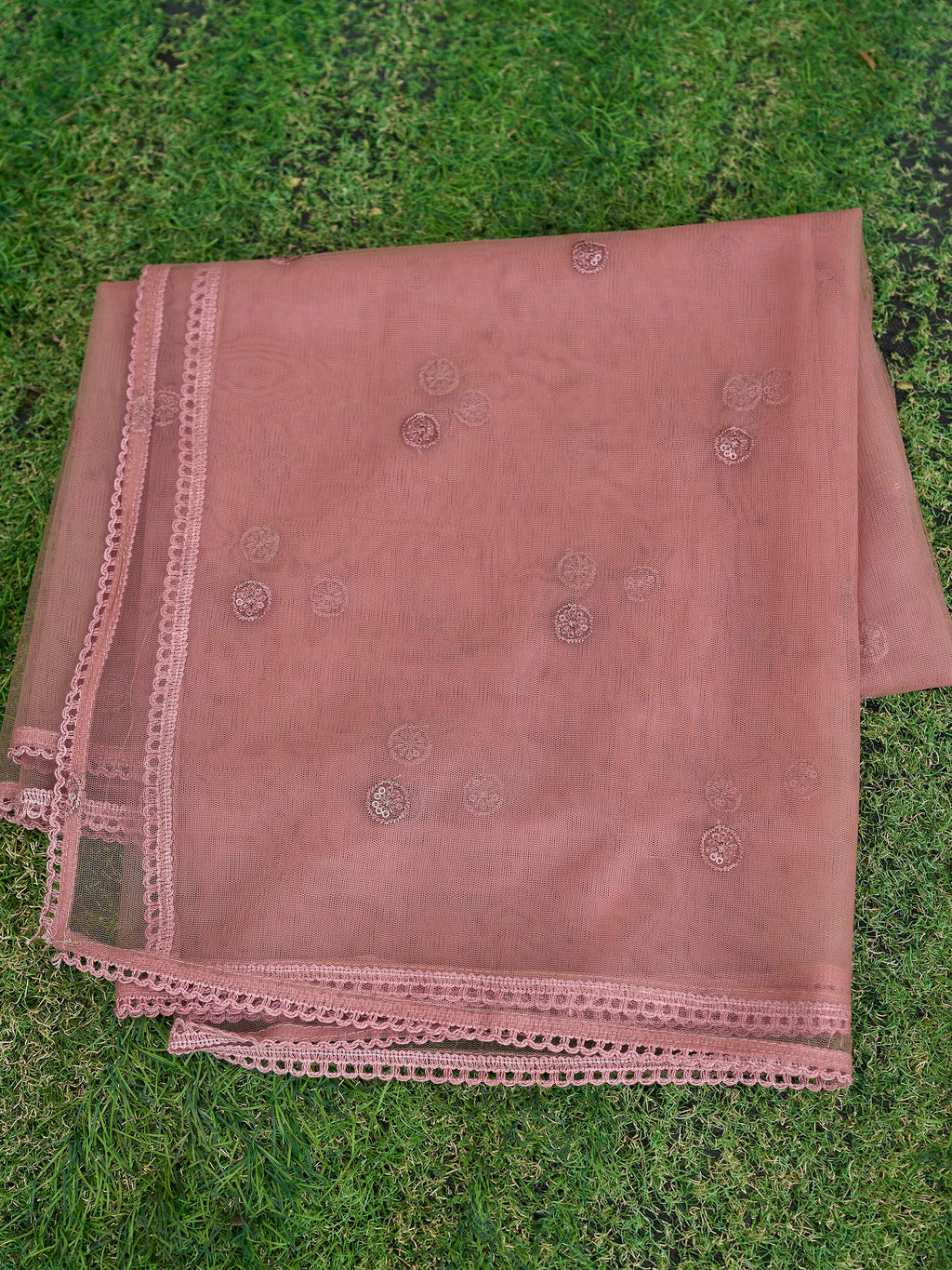 Brown color silk blend with thread & sequence work kurta & trouser with dupatta set