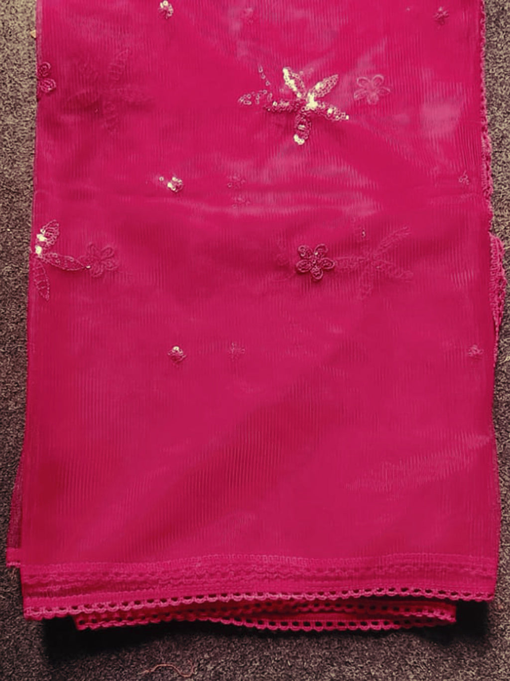 Pink color silk blend thread with sequinned angrakha style kurta & trouser with dupatta set