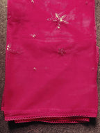 Pink color silk blend thread with sequinned angrakha style kurta & trouser with dupatta set