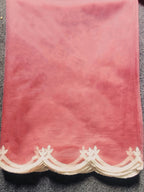 Peach color satin with thread work embroidered kurta & A-line plazzo with dupatta set