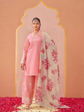 Beige color pure cotton with thread work embroidered kurta & plazzo with printed dupatta set