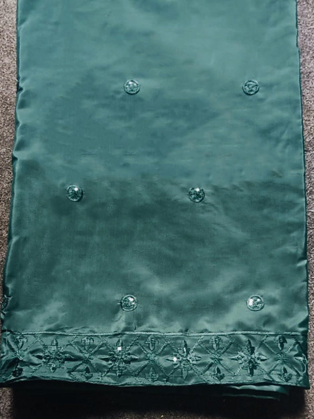 Green color Crepe thread with sequence embroidered kurta & farsi bottom with dupatta set