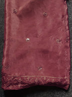 Rust color silk blend thread with sequence embroidered kurta & farshi bottom with dupatta set