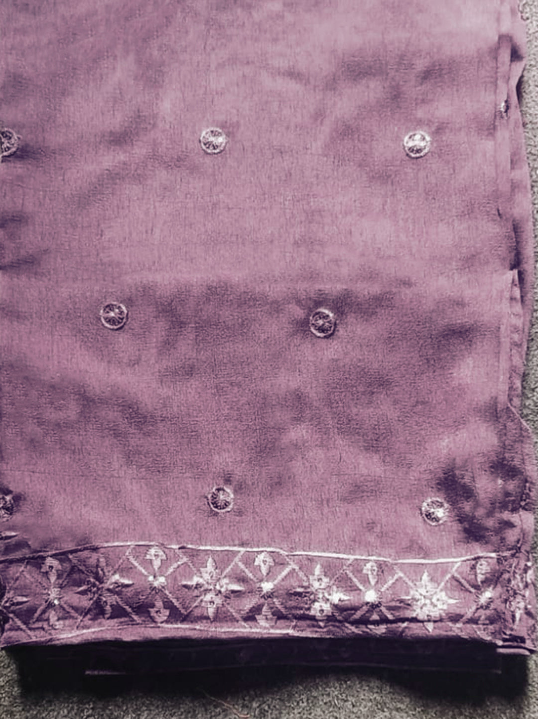Mauve color silk blend thread with sequence embroidered kurta & farshi bottom with dupatta set