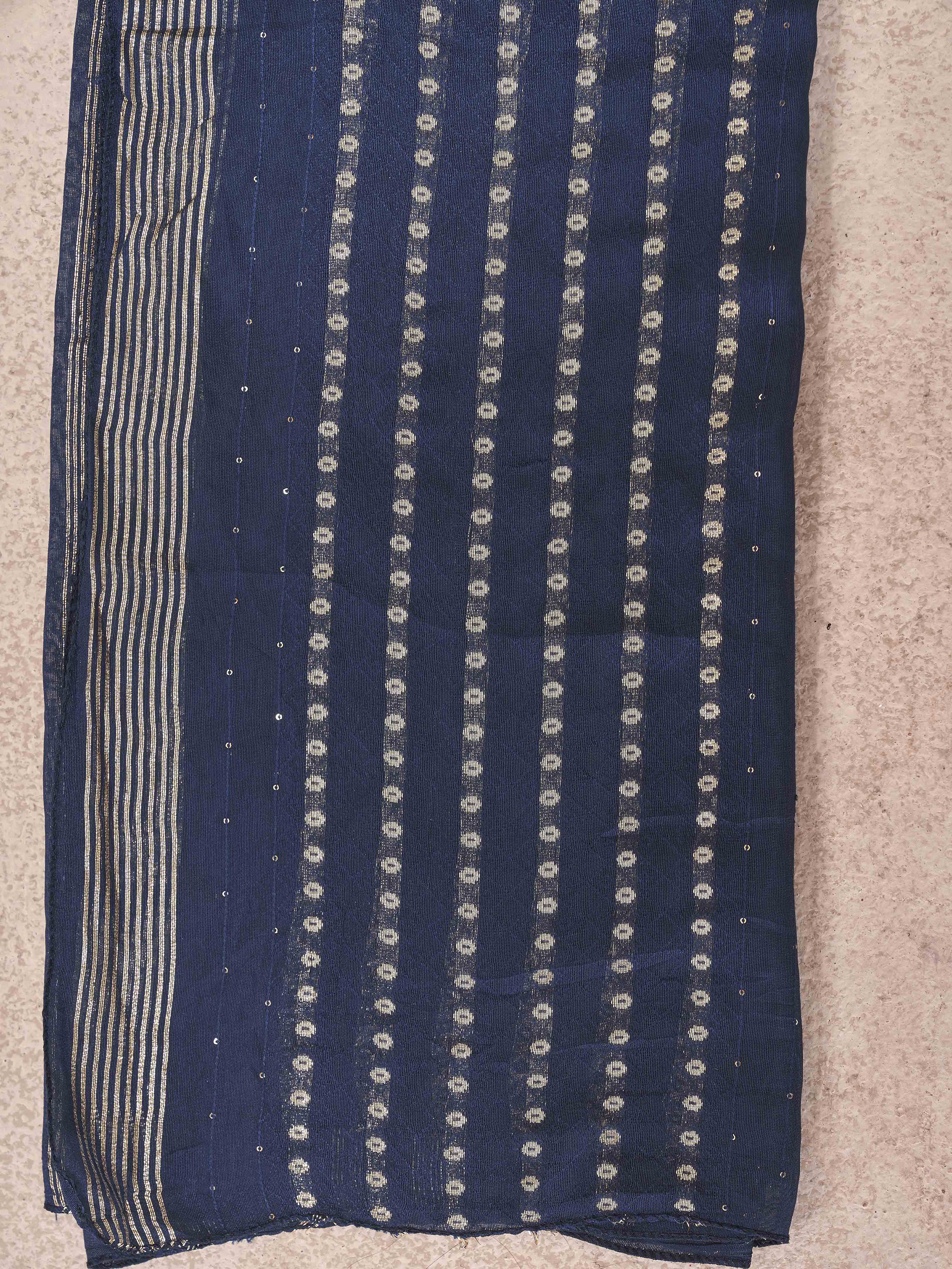 Navy blue color silk blendwith solid kurta & farsi salwar with brocade dupatta set